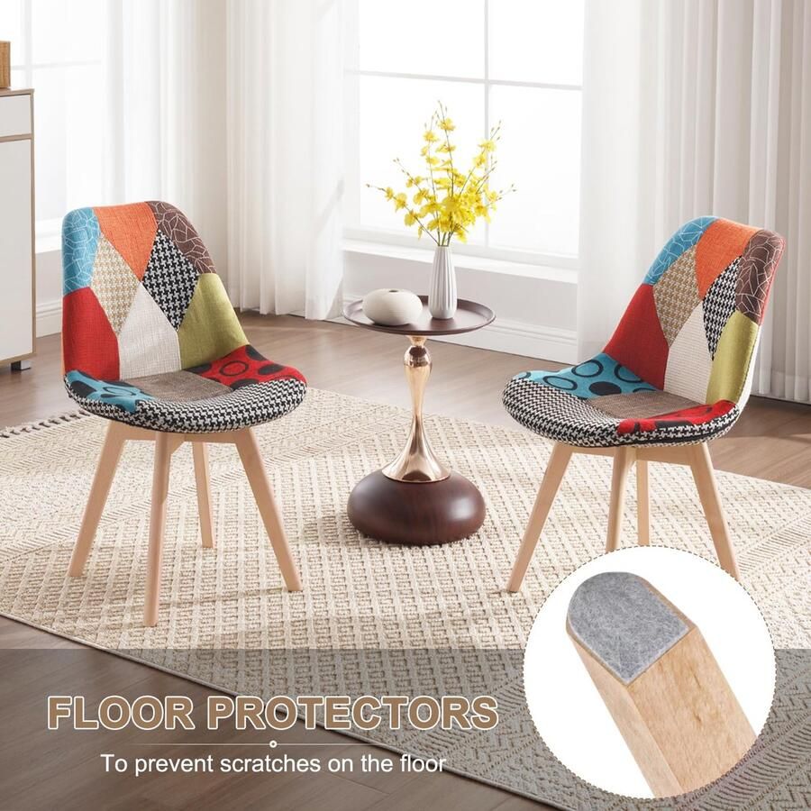 Senza Marchio WOLTU Eetkamerstoelen Veelkleurig set van 6 in Linnen en massief hout eetkamerstoel keukenstoe met leuning BH29mf-6