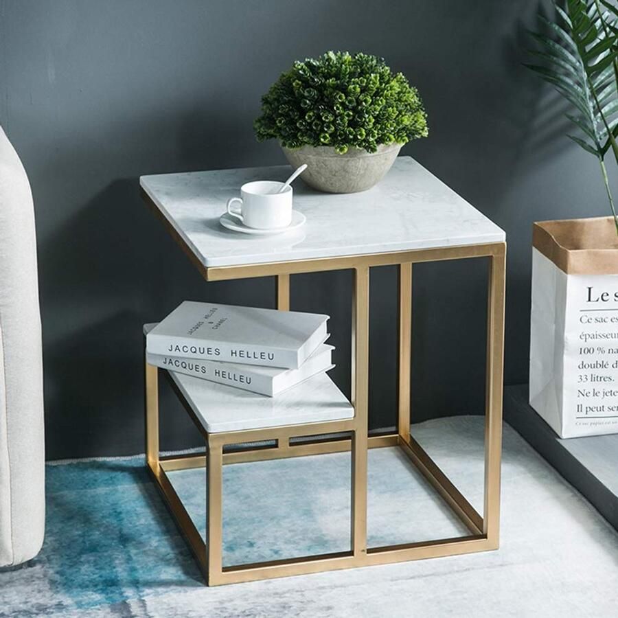 Senza Marchio Woonkamer Waterdichte eindtafel Lounge Nordic Nesting Table Receptie Display Salontafel Kleine ruimte Minimalistische accenttafel Studio Décor Side Table - Foto 2