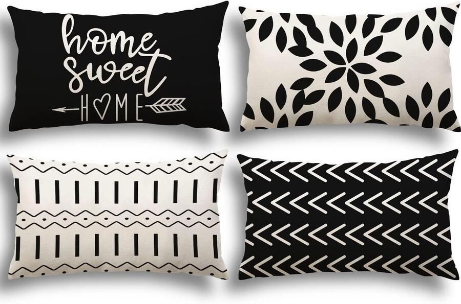 Senza Marchio YCOLL kussenhoezen set van 4 kussenhoezen linnen kussenhoes decoratieve kussen kussenhoezen voor sofa tuin bed bankkussen 30x50cm (set van 4)