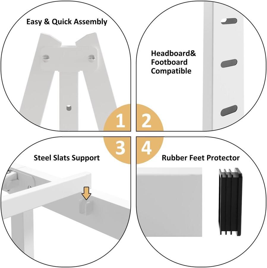 Senza Marchio YUSENHEEI 35 5 cm groot bedframe zonder boxspring nodig robuust metalen bedframe vol met grote opbergruimte voor onder het bed geluidsvrij eenvoudige montage wit