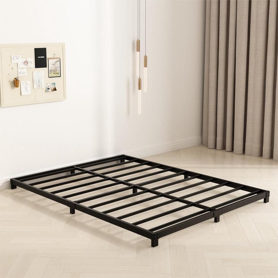 Senza Marchio YUSENHEEI 4 inch full-size bedframe zwaar metalen platform laag bedframe volledig geen boxspring nodig geluidsvrij eenvoudige montage zwart
