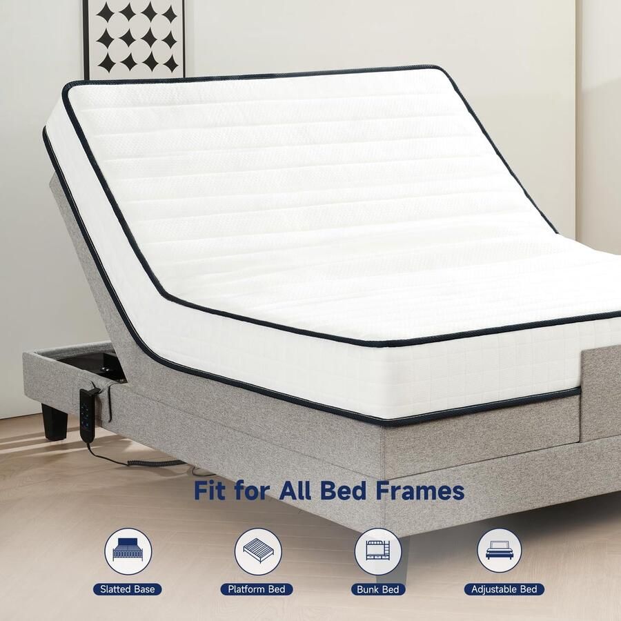 Senza Marchio Z-hom Dubbele matras 20 5 cm dubbele matrassen hybride binnenveringmatras in een doos dubbele schuimveermatras met bewegingsisolatie en drukontlasting voor tweepersoonsbedframes medium zacht wit