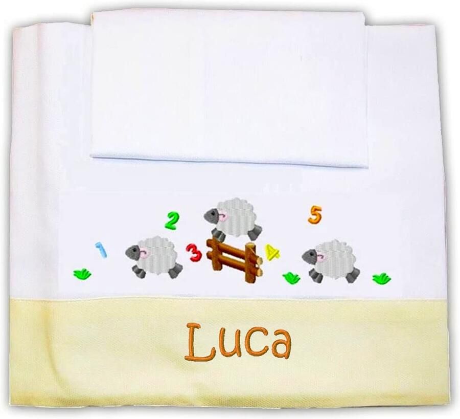 Senza Marchio Zigozago Baby Beddengoed Set Bedlinnen Geborduurde Laken; Grootte: Klein Bed 110 x 140 cm; Geel