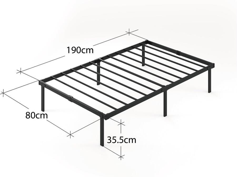 Senza Marchio Zinus Caleb Bedframe met metalen platform hoogte 36 cm frame van staal inklapbaar opbergruimte onder het bed eenvoudige montage tweepersoonsbed