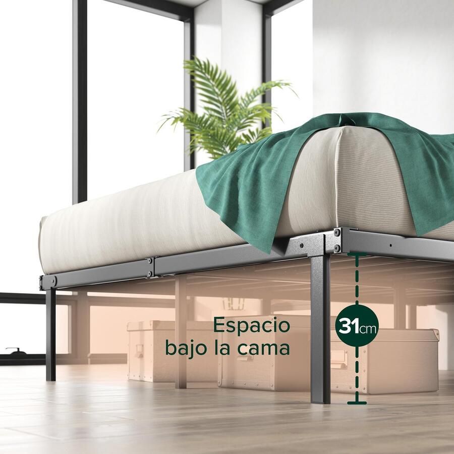 Senza Marchio Zinus Caleb Bedframe van metaal 36 cm hoog inklapbaar stalen frame opslag onder het bed eenvoudige montage