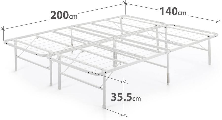 Senza Marchio ZINUS SmartBase lattenbodem 35 cm zonder montage metalen bedframe eenvoudige montage opbergruimte onder het bed 140 x 200 cm wit
