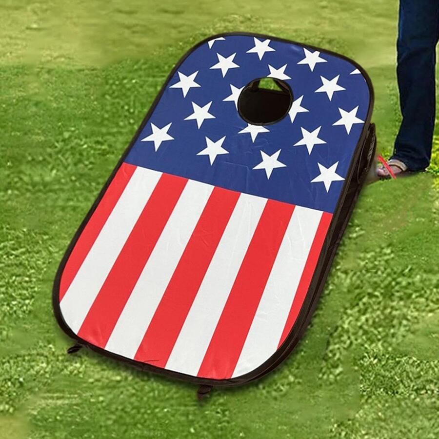 Senza Marchio Zitzak-starterset voor kinderen speelgoedwerper met 8 krukken draagbare cornhole-set voor outdoor-activiteiten achtertuinspellen