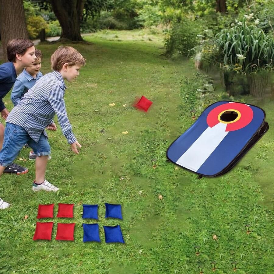 Senza Marchio Zitzak Toss-spel voor kinderen Zitzak-toss-spel voor kinderen Speelgoed gooien met 8 zitzakken Draagbare Cornhole-spelset voor volwassenen en kinderen speelgoed in de achtertuin op het strand