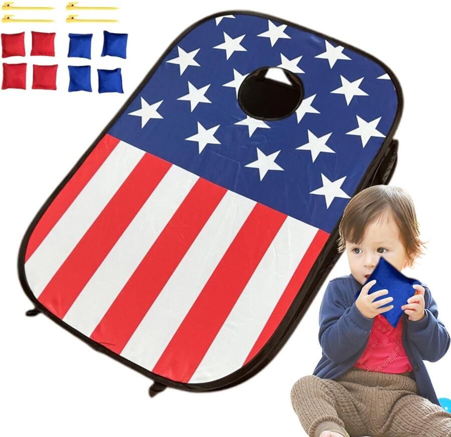 Senza Marchio Zitzak Toss-spel voor kinderen Zitzak-toss-spel voor kinderen Gooi speelgoed met 8 zitzakken Draagbare Cornhole-spelset voor buitenactiviteiten spelletjes in de achtertuin