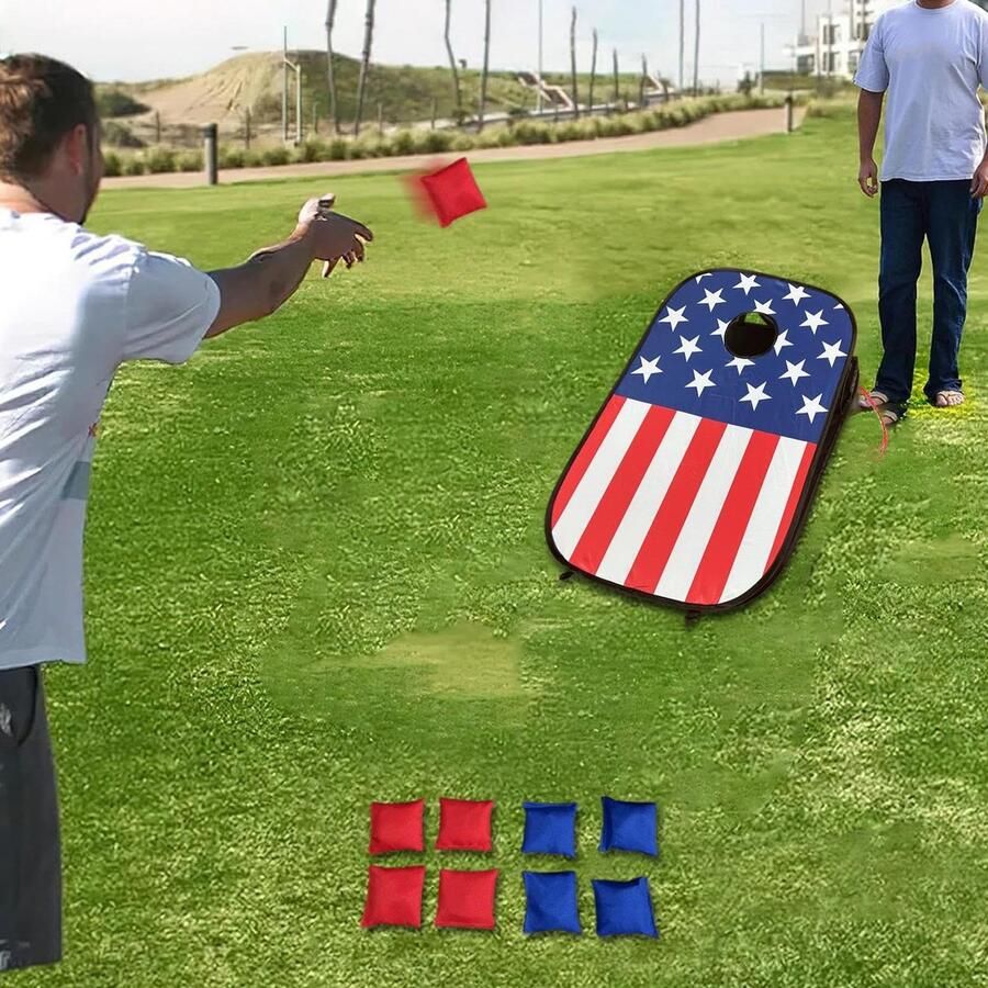 Senza Marchio Zitzak voor kinderen gooi spel voor buiten met 8 zitzakken draagbare Cornhole spelset voor buitenactiviteiten achtertuin spelletjes