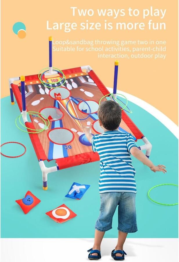 Senza Marchio Zitzak-werpspel voor Kinderen Draagbaar 5-gaats Zitzak-werpspel Ouder-kind Interactie Sport Cornhole-spelset voor binnen- en Buitenactiviteiten (NR.7888-1)