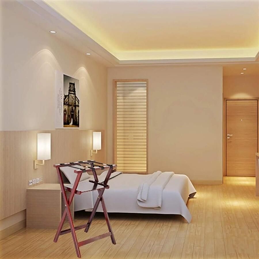 Senza Marchio ZUOZUIYQ Bagageerrek opbergplank duurzaam opvouwbaar bagagerek houten vouwen bagagerek voor hotelkamer huis familie hotelgebruik