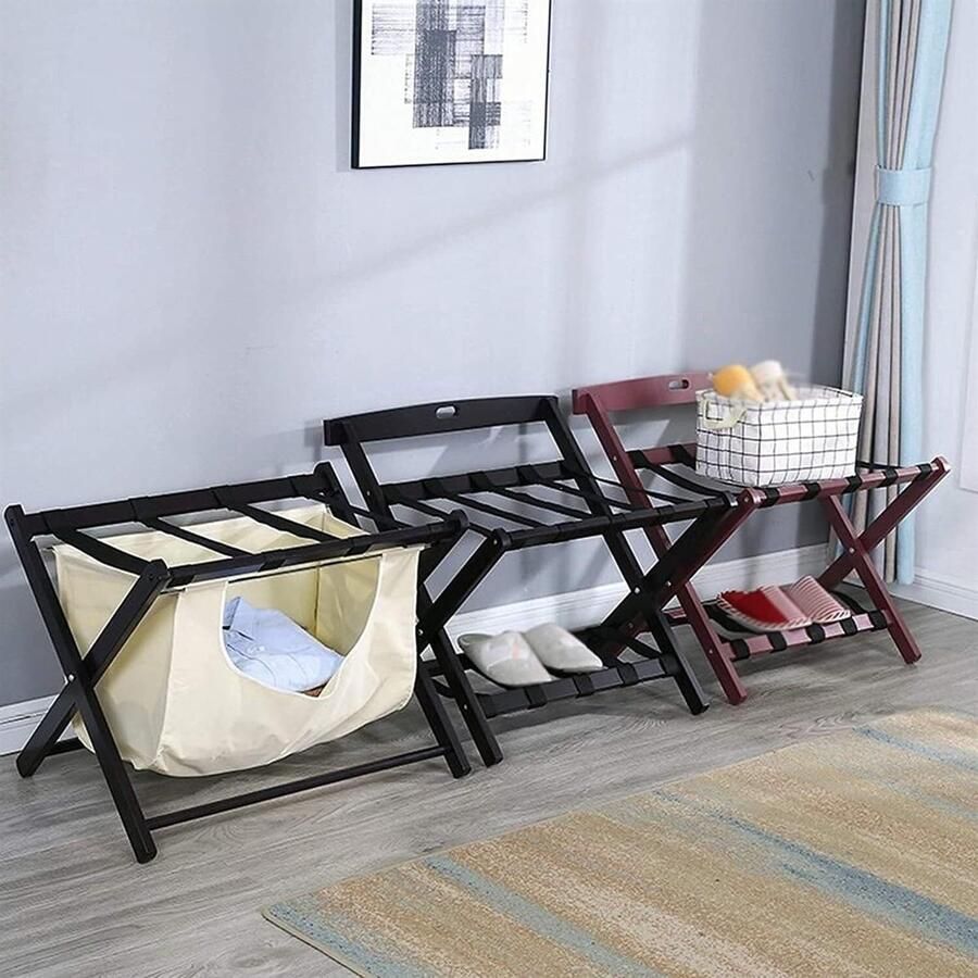 Senza Marchio ZUOZUIYQ Bagageerrek opbergplank vouwkoffer Stand massief houten bagagerek voor hotelmeubilair kamers Familie hotelgebruik