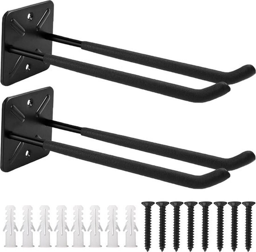 Senza Marchio Zware belasting wandhaken 2 stuks dubbele haken voor garage opberghaken garage organiseren ladder stoel slang fietsen elektrisch gereedschap draagkracht 80