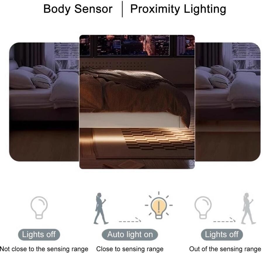 Senza Marchio Zwart Queensize Bedframe Kingsize Bedframe Met Opbergruimte Platformbedframe Queensize Met Sensorlicht(Size:78x78in)