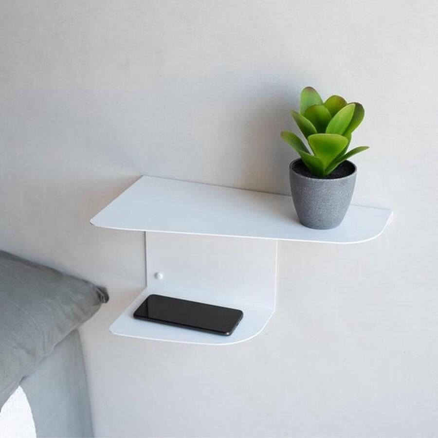 Senza Marchio Zwevend Nachtkastje Set van 2 Wit 40 x 20 cm Hangende Nachtkastjes Master Slaapkamer Tienerkamer Halmeubel Woondecoratie Hangend Nachtkastje 2 Stuks Nachtkastje