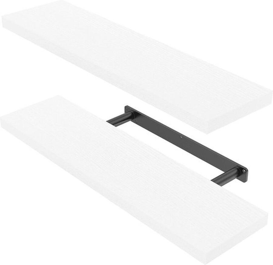 Senza Marchio Zwevende witte planken 60 cm lengte set van 2 eenvoudig te installeren decoratieve opbergruimte slaapkamer badkamer thuiskantoor woonkamer