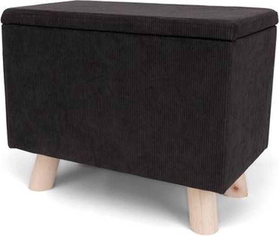 SENZA Ribbel Poef Vierkant Antraciet