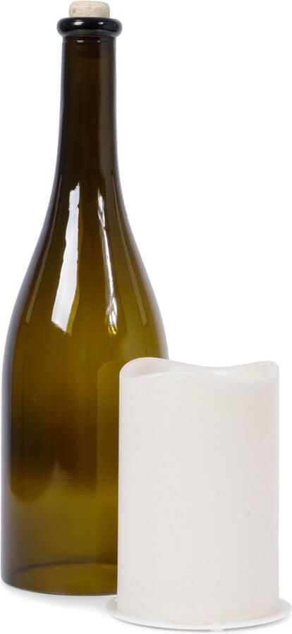 SENZA Wijnfles met LED kaars Wijnfles met verlichting Sfeerverlichting Wooninrichting Sfeerlicht Wijnfles gevuld met LED Lamp kaars Home decoratie