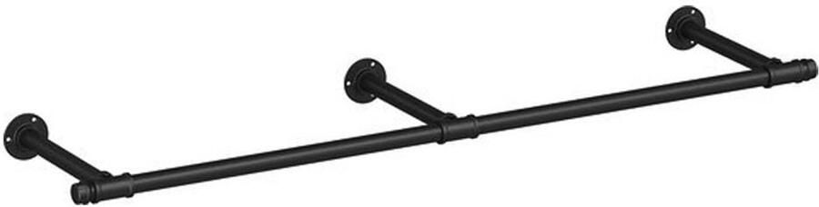 SERALUXE Kledingstang 180 x 30 cm Garderoberek Kledingstangen voor aan de muur Hangrek Garderobe Stang Kledingrek Gordijnroede Handdoekrek Zwart