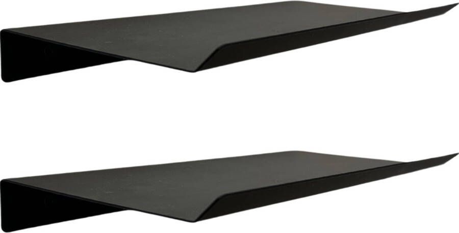 Serra Fé wandplanken zwevend zwart metaal 30 cm per stuk set van 2