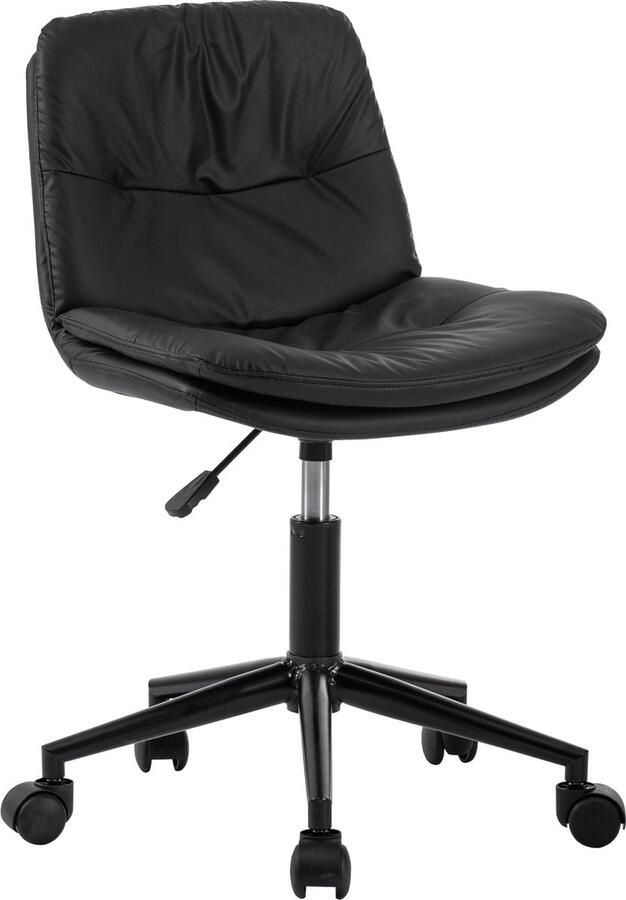 Seven Comfort Bureaustoel zonder armleuningen Ergonomisch In Hoogte Verstelbaar Draaibare zitting met brede zitting voor thuis slaapkamer Zwart