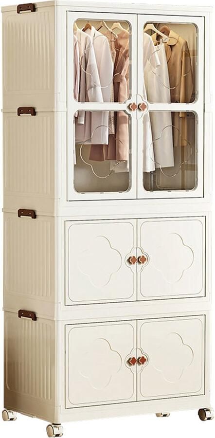 Seven Comfort draagbare kledingkast Kleerkast Opvouwbaar slaapkamer kinderkamer 167 x 75 x 45cm met 10 kledingstang Wit