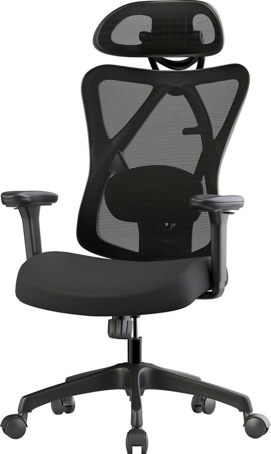 Seven Comfort Ergonomische Bureaustoel Bureaustoelen voor Volwassenen Game Gaming Stoel Bureaustoel met Verstelbare Hoofdsteun Armleuningen en Lendensteun -150 Kg Zwart