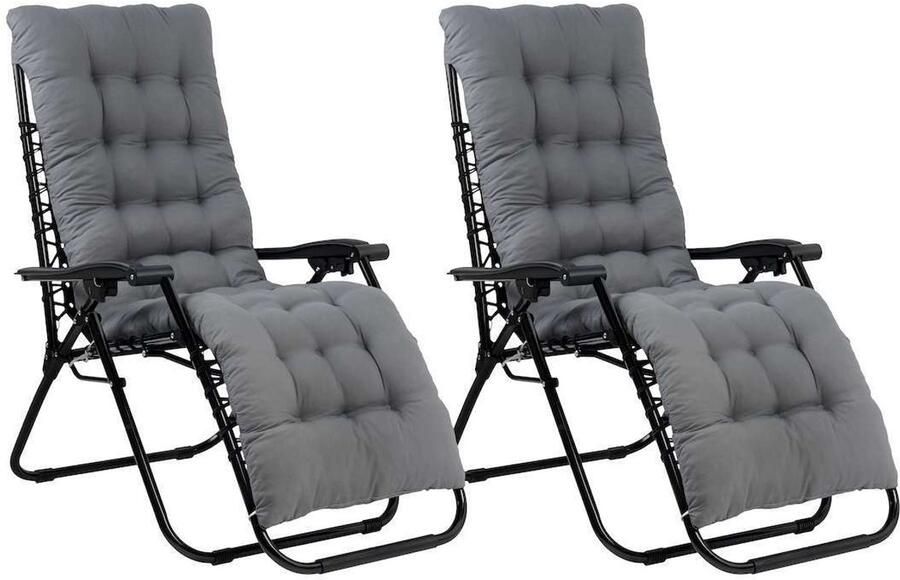 Sevva Relaxstoelen Zero Gravity met Kussens 2 stuks