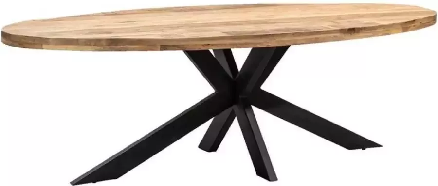 Sfeerwonen Enzo Ovale tafel met spinpoot 200 cm mango hout