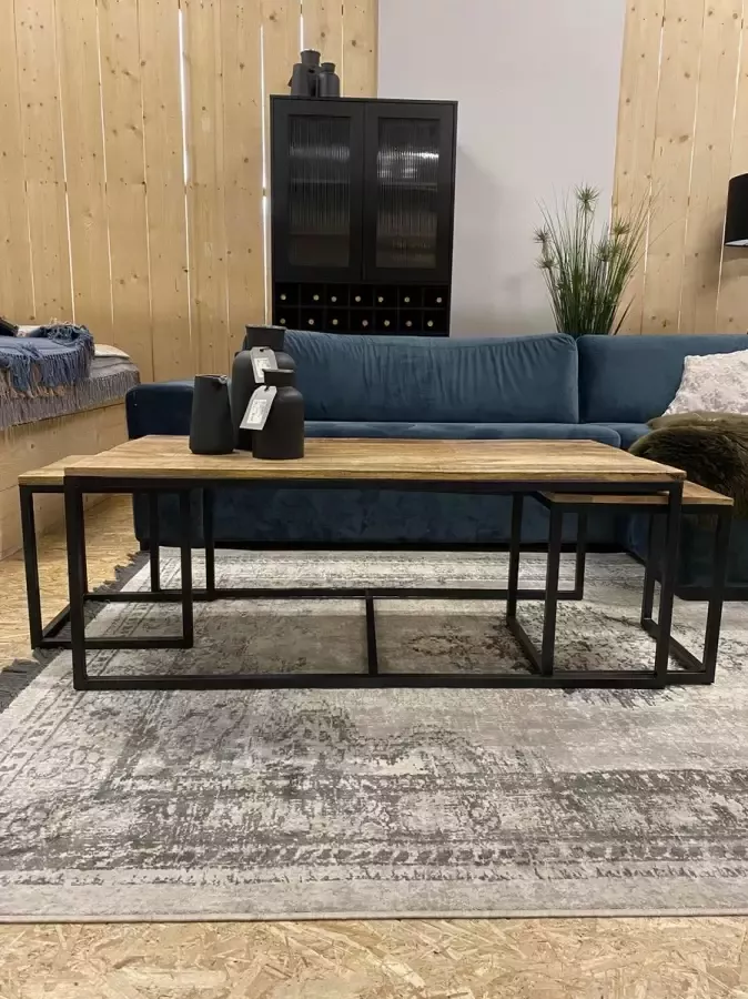 Sfeerwonen Enzo Salontafel mango hout rechthoek 2x vierkant