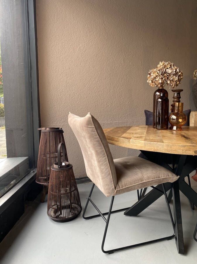 Sfeerwonen Enzo Sfeerwonen en Zo Ronde mango tafel spinpoot gladde afwerking 130 cm dik blad