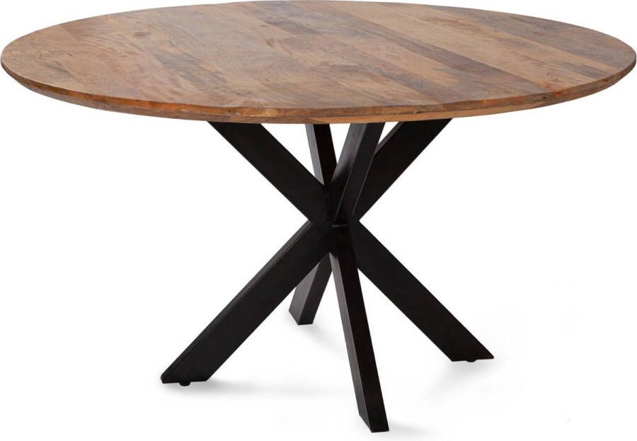 Sfeerwonen Enzo Sfeerwonen en Zo Ronde tafel Swiss edge met spinpoot 100 cm mango hout