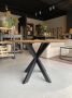 Sfeerwonen Enzo Sfeerwonen en Zo Ronde tafel Swiss edge met spinpoot 140 cm mango hout - Thumbnail 1