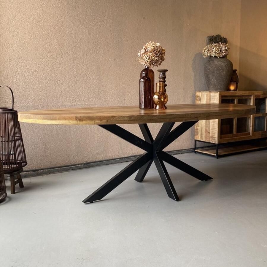 Sfeerwonen Enzo Sfeerwonen en Zo Eettafel ovaal 180x90 cm mangohout NATUREL