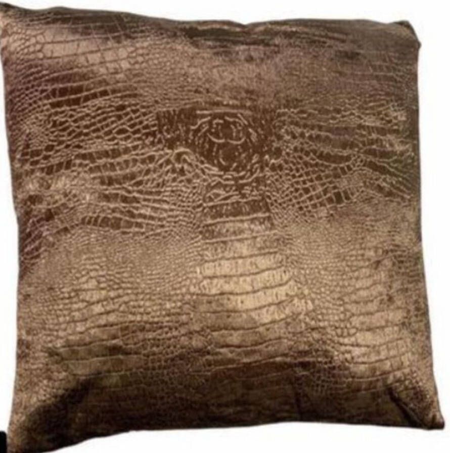 SFERA DECOR Velvet Croco Cushion Square Bronze Sierkussen 45x45x10cm ca.500gr. Prachtig op de bank passend voor elk interieur