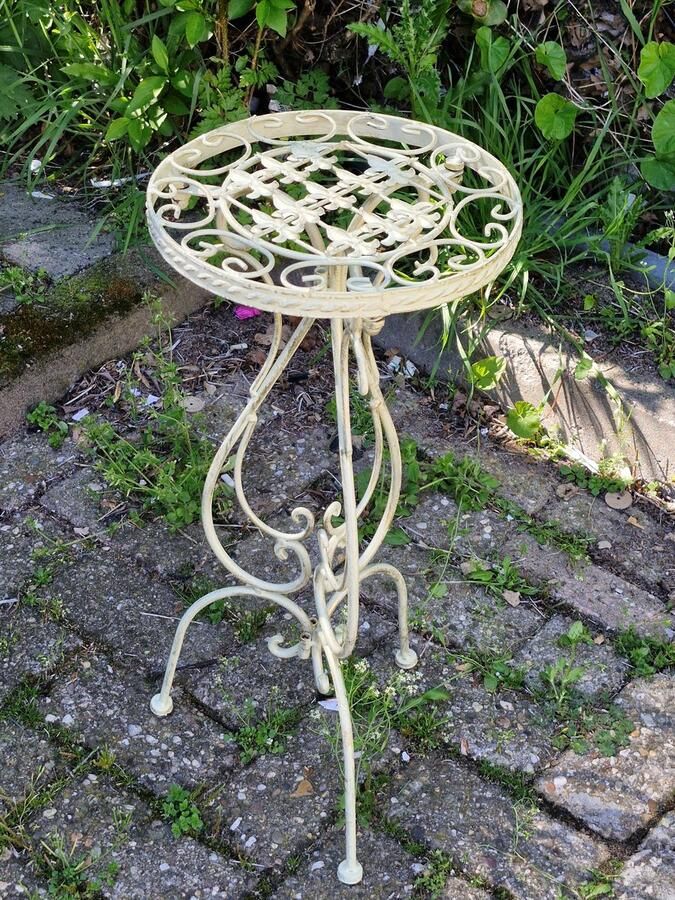 SH Vintage Plantentafeltje bijzettafeltje van metaal vintage wit (hxbxd) ca.58 5cm x 26cm x 26cm Metalen Plantentafeltje Bijzettafeltje