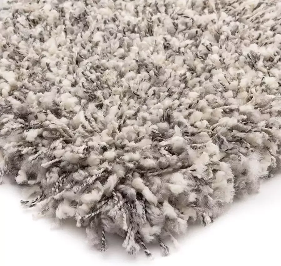 Shaggy Prime Hoogpolig vloerkleed Gemêleerd wit zilver 200x290 cm