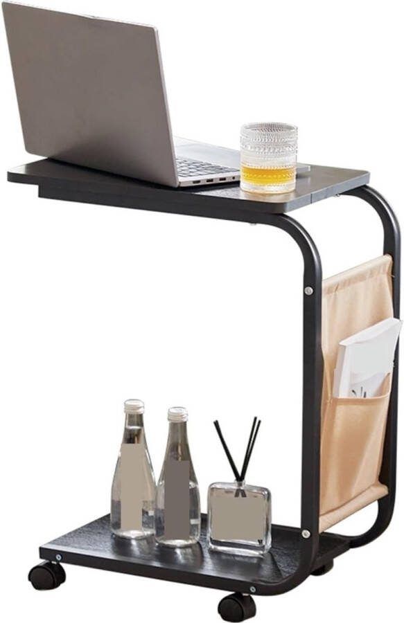 Shasim Bijzettafel Bedtafel Laptoptafel tafeltje Laptopstandaard Laptop Schoottafel Laptop desk -Bijzettafel zwart - Foto 2