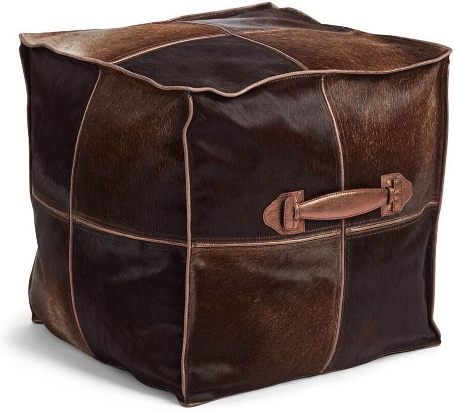 Sheepskin House – Kalfsleren Poef met handvat – Vierkant 45x45x45 cm