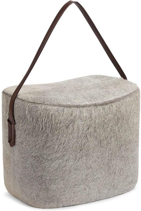 Sheepskin House – Kalfsleren Poef Ovaal met handvat 45x35x38 CM