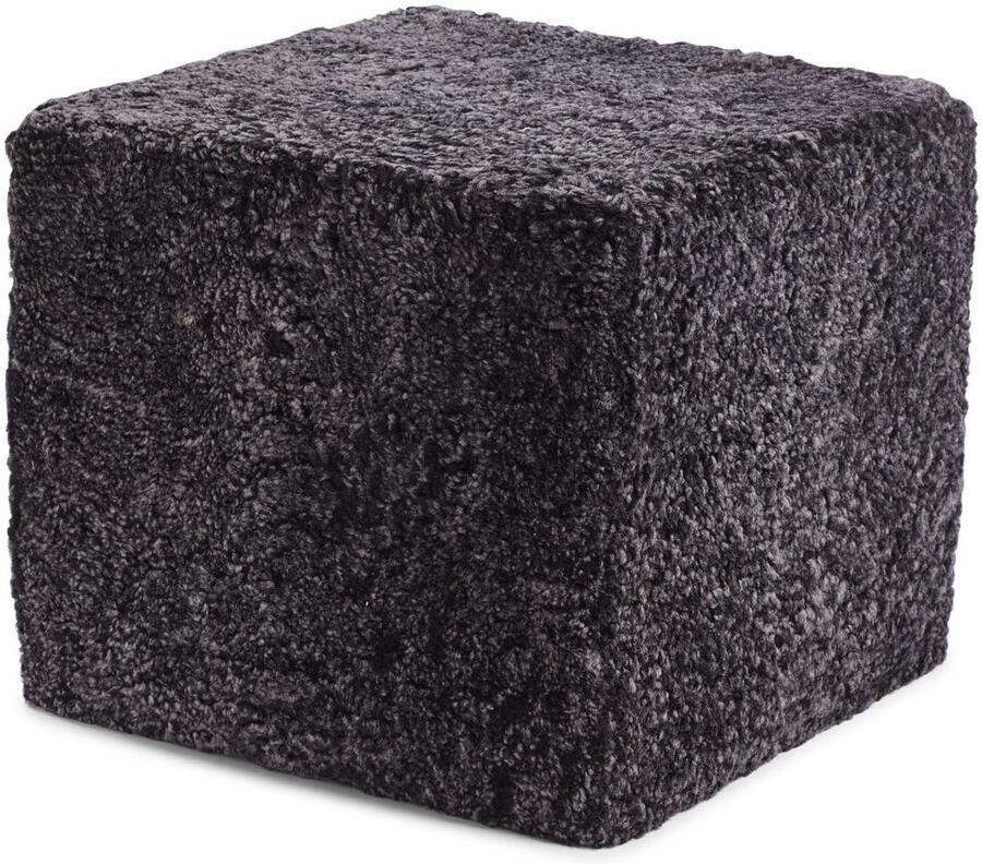 Sheepskin House Kortharige Curly Schapenvacht Poef 40x40x35 cm