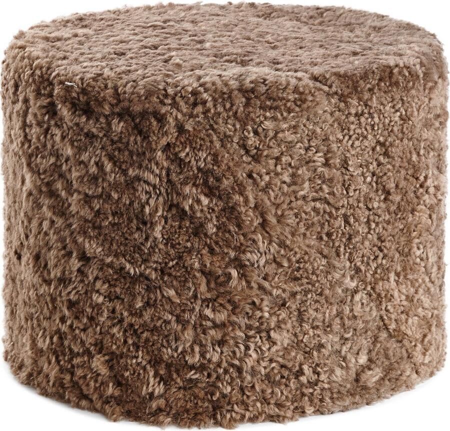 Sheepskin House Kortharige Curly Schapenvacht Poef 41x31cm