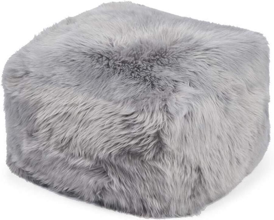 Sheepskin House – Langharige Schapenvacht Poef 50x50x32 cm