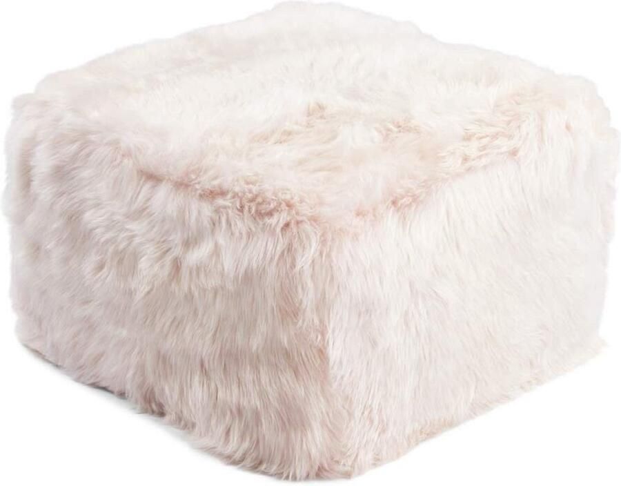 Sheepskin House – Langharige Schapenvacht Poef 50x50x32 cm