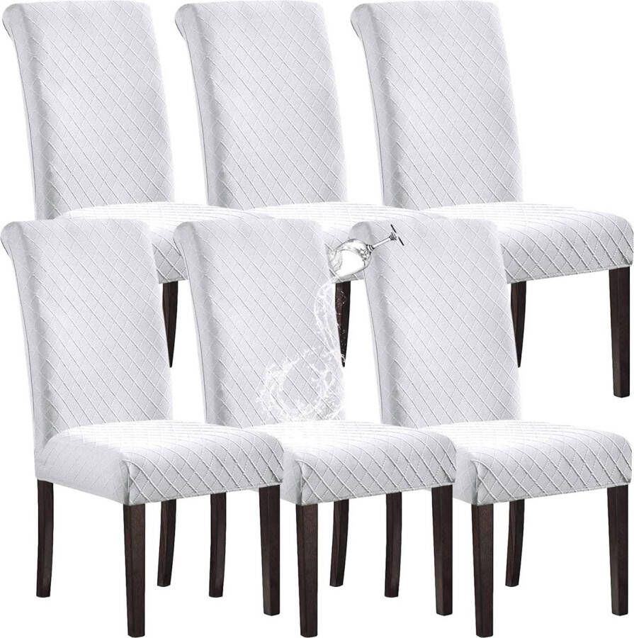 SHILV. HOME 100% waterdichte eetkamerstoelhoes stretch jacquard parsons stoel slipcover afneembaar wasbaar stoelbeschermer (kaki set van 6)