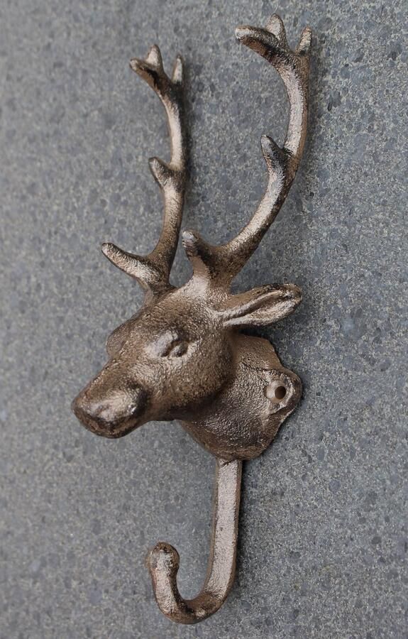 ShineHoly Wandhaak Hert Wandhaak Gietijzer Wandkapstok Wandornament Muurdecoratie 24 cm Stevige wandhaak Handdoekhaak Ophang haak Ophanghaak Landelijk wonen Kerst Kerstsok haak Kerst haak Kerst ornament Cadeau