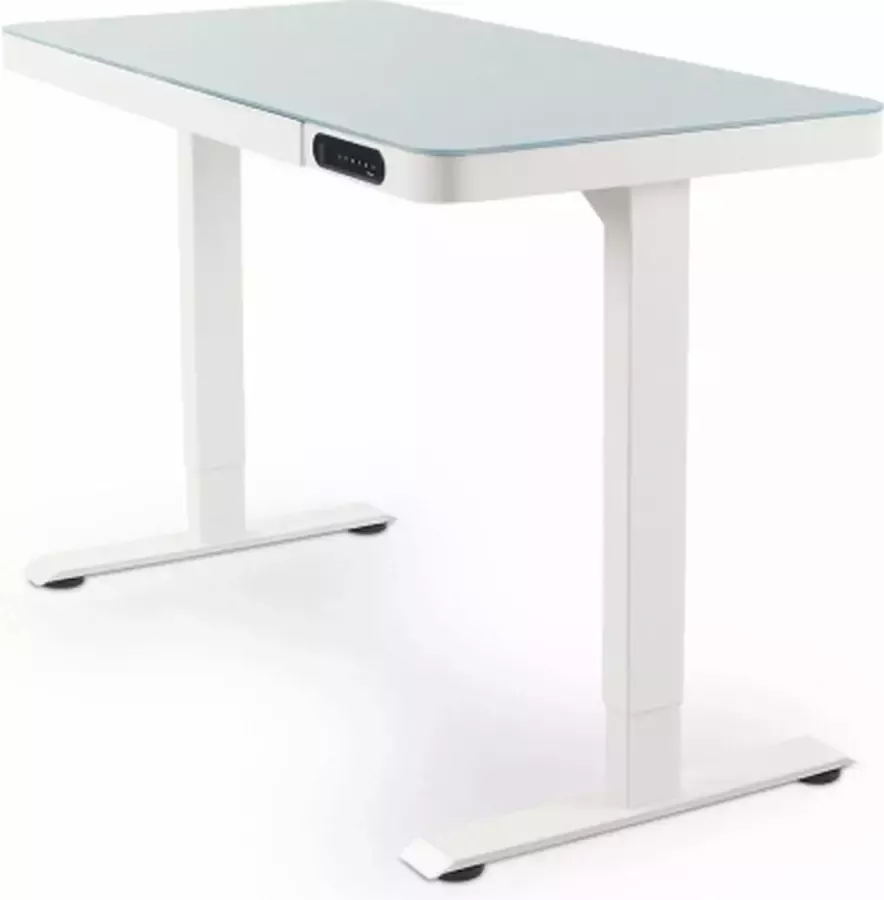 Shob Elektrisch zit sta bureau In hoogte verstelbare tafel Met geheugenstand Met opslagruimte laadstation 120x60 Glas wit