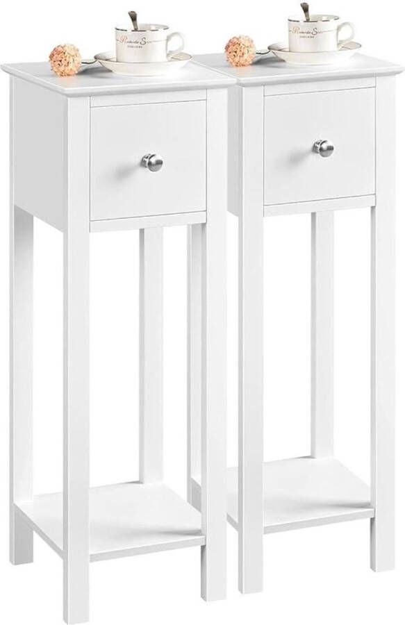 SHOP YOLO YOU ONLY LIVEONCE SHOP YOLO-bijzettafel -met lade console tafel 70 x 25 x 25 cm van hout plantentafel 70 cm hoog bloementafel- 2 stuks -WIT