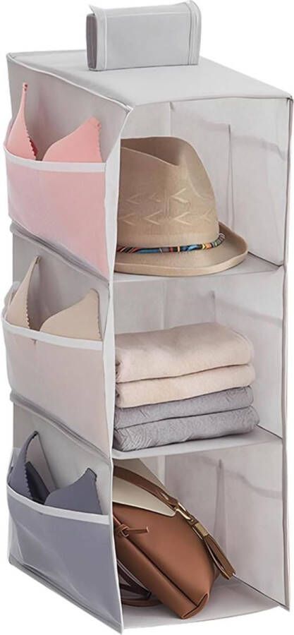 SHOP YOLO YOU ONLY LIVEONCE SHOP YOLO-kast organizer kleding-opbergkast hangende opbergrekken-met zijvakken-kleding organizer-ruimtebesparend-grijs